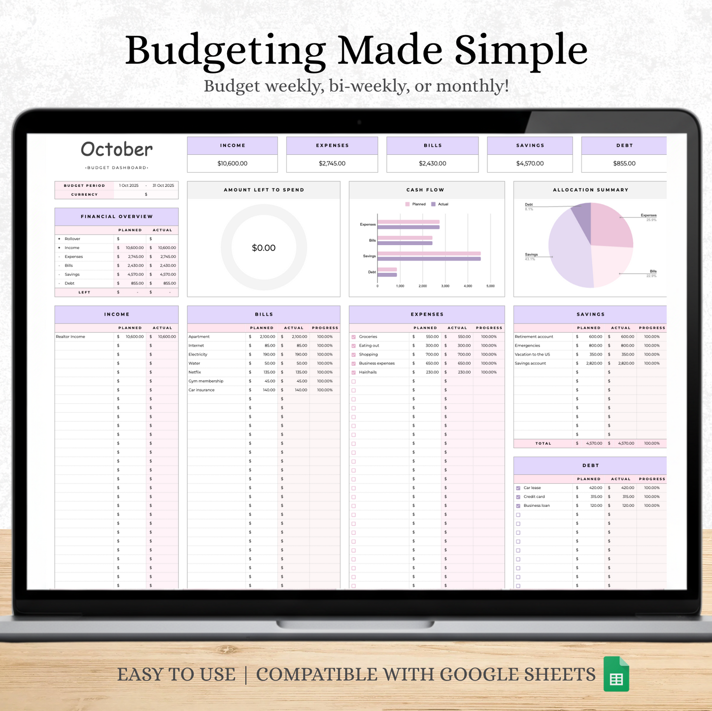 The Efficient Budgeting System for Excel & Google Sheets (all currencies)