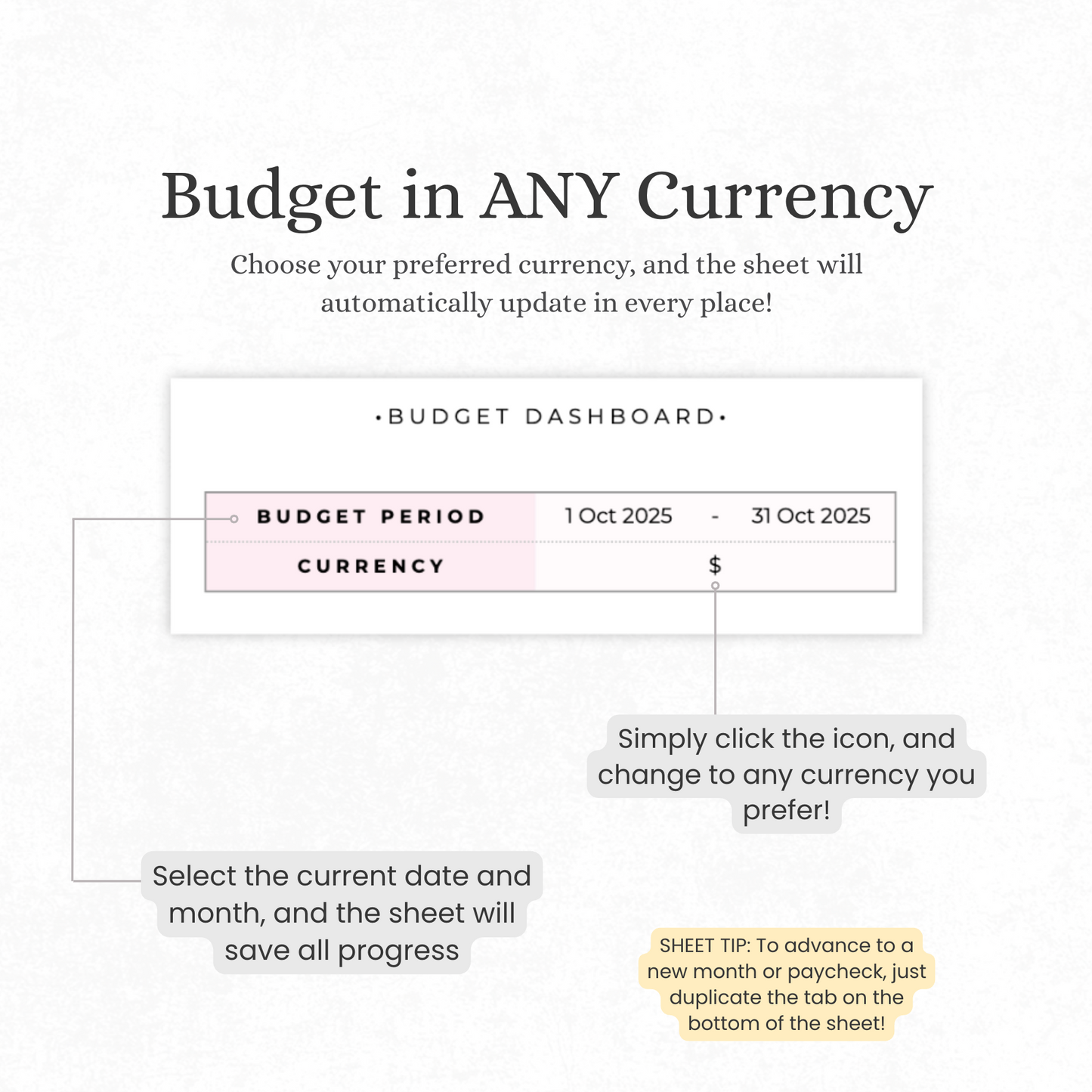 The Efficient Budgeting System for Excel & Google Sheets (all currencies)